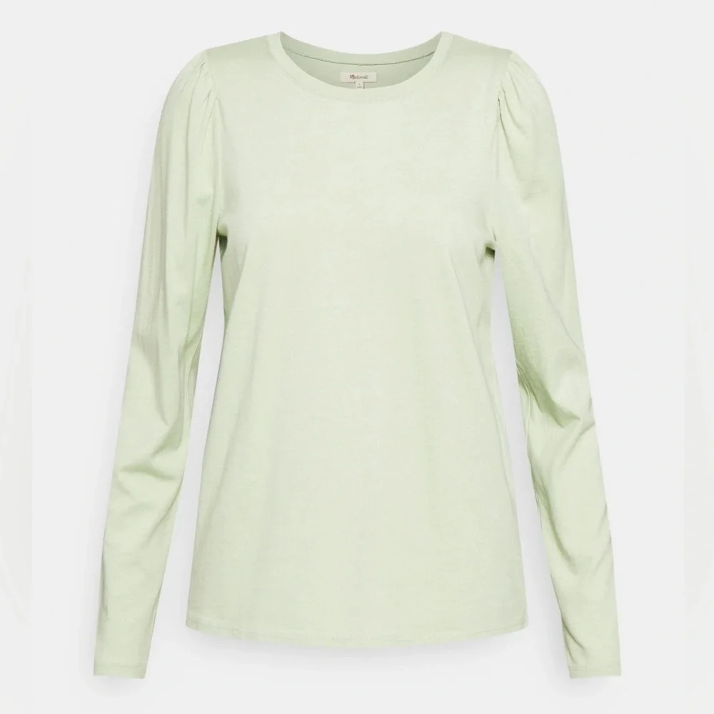 Madewell - Easy Puff Light Green Crewneck Long Sleeve Lightweight Blouse SZ XS